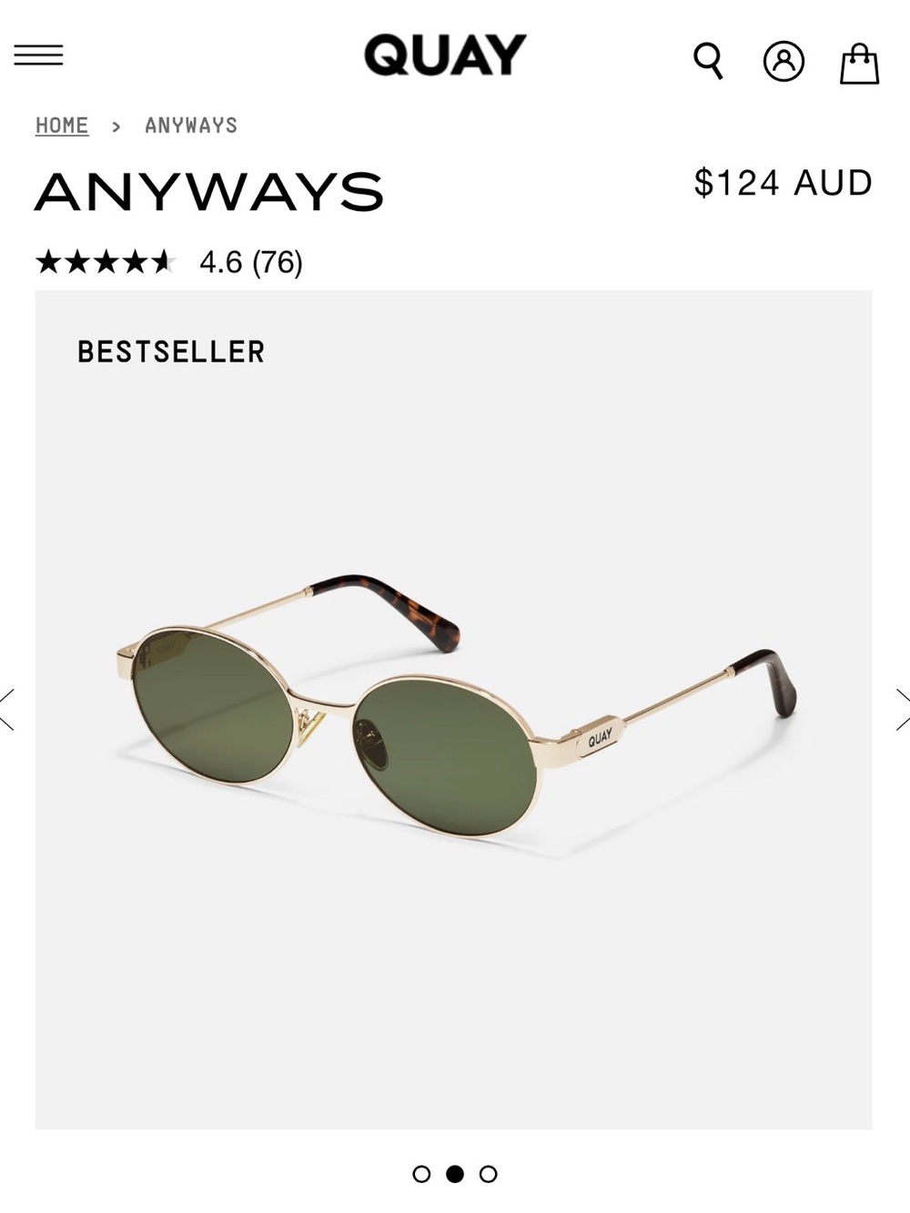 Quay Australia Anyways Sunglasses - Gold Frame with Green Lenses